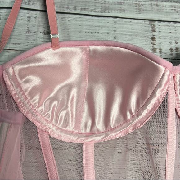 Daisy Corsets Plus Size 5X Lavish Pink Mesh Underwire Bustier Corset Pink - Picture 9 of 15